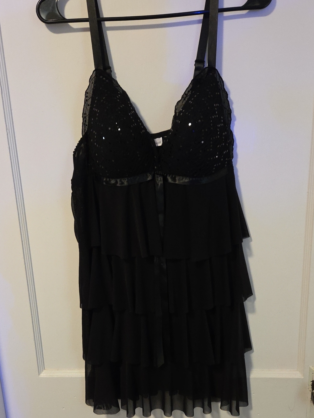 ENCHANTED Black Sequin Babydoll Nightdress - Women Intimates & Sleepwear